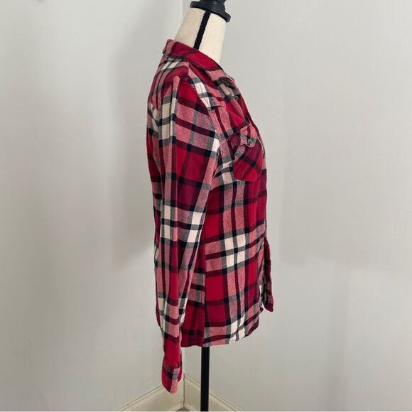 H&M Divided Red Plaid Flannel Button Down Shirt size Small Western Lumberjack - Picture 2 of 11